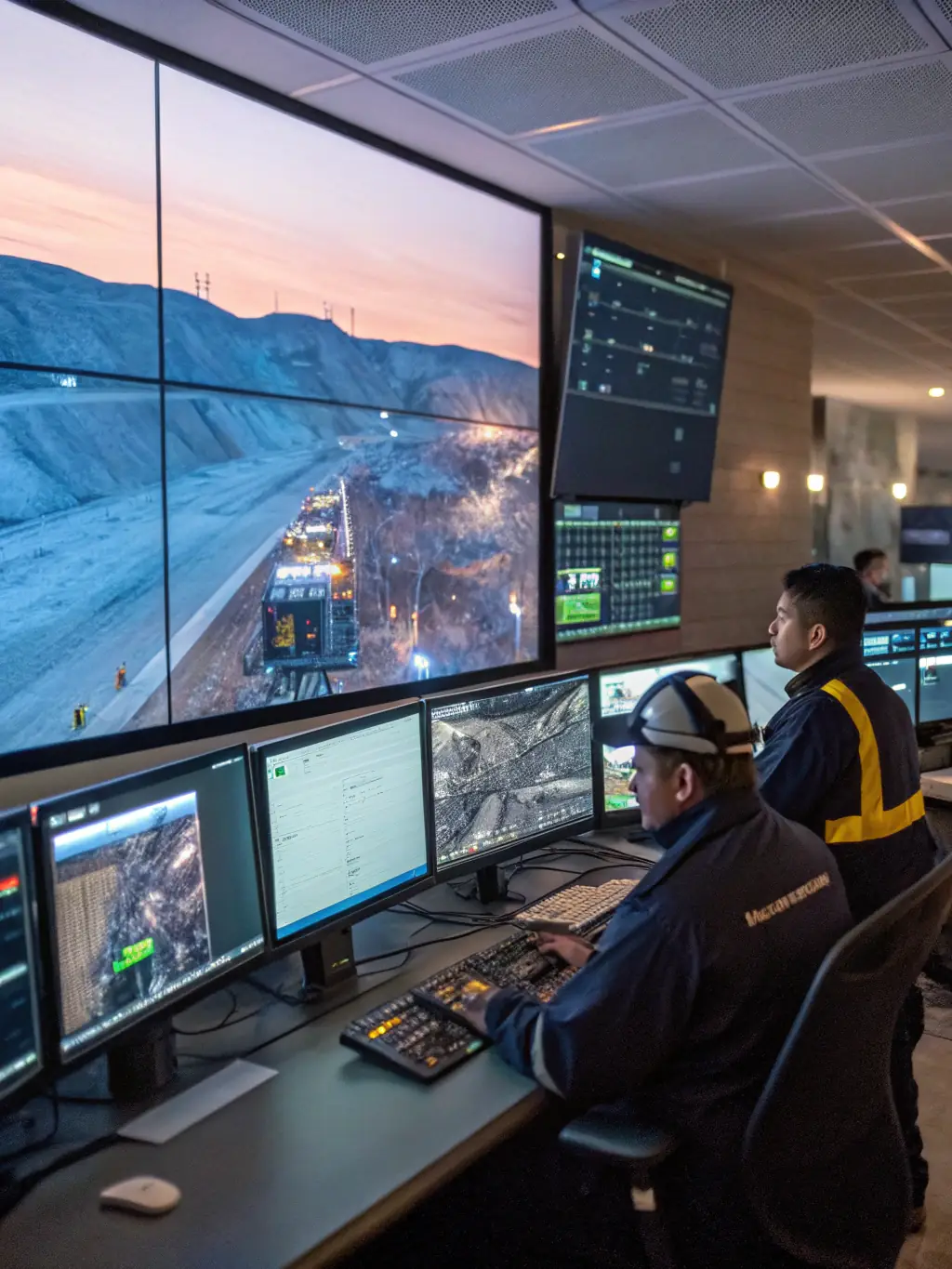 An image of a security guard using advanced monitoring technology in a control room, showcasing the company's commitment to leveraging technology for enhanced security.